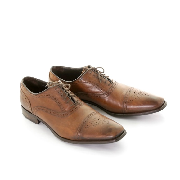 To Boot New York David Cap Toe Brogue Oxford Burnished Brown Leather Shoes 13M